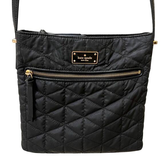 kate spade Handbags - Kate Spade Black Quilted Crossbody Bag with Gold Zippers Long Strap